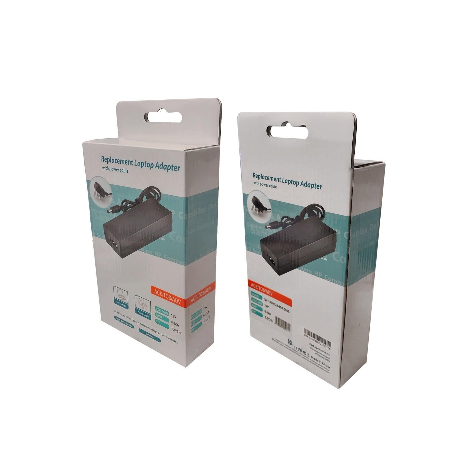 SUMVISION Acer, Toshiba & Advent Compatible Laptop AC Charger Adapter, 19V / 6.32A / 120W with 5.5mm x 2.5mm Barrel Tip & UK Plug-PCR Business Solutions Ltd